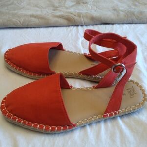 Time and Tru Red Ankle-Strap Espadrille Sandals